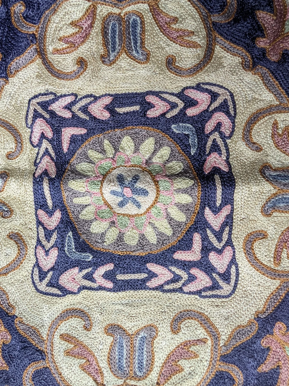 Floral Medallion Embroidered Square Pillow Cover